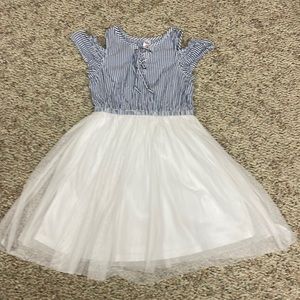 Justice size 10 blue & white stripped top & tulle skirt dress. Perfect condition